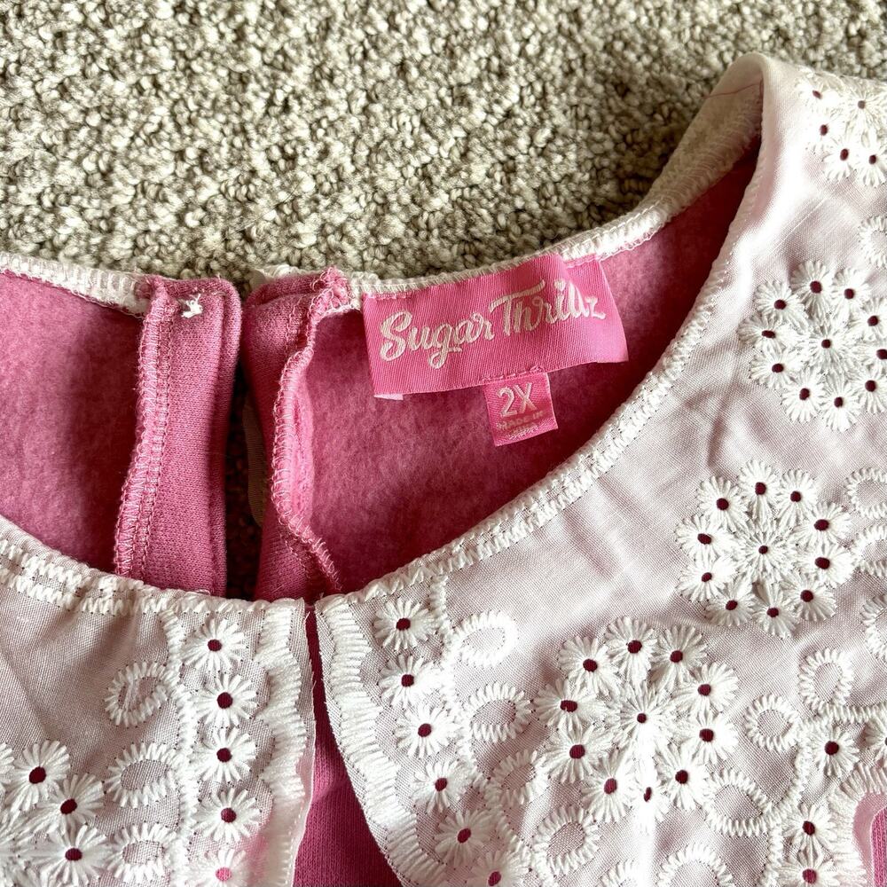 Sugar Thrillz Dolls Kill 2X Pink Lace Collar Sweatshirt Cottagecore Coquette - Picture 4 of 11
